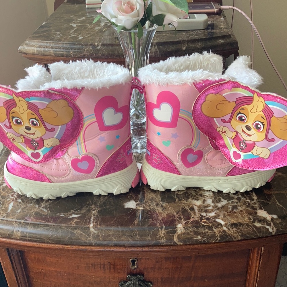 Paw patrol pink boots size 10 .